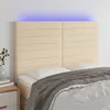 Image de vidaXL Tête de lit à LED Crème 144x5x118/128 cm Tissu