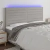 Image de vidaXL Tête de lit à LED Gris clair 160x5x118/128 cm Tissu