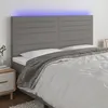 Image de vidaXL Tête de lit à LED Gris foncé 160x5x118/128 cm Tissu