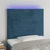 Image de vidaXL Tête de lit à LED Bleu foncé 90x5x118/128 cm Velours