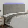 Image de vidaXL Tête de lit à LED Gris clair 200x5x118/128 cm Velours