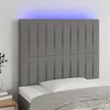 Image de vidaXL Tête de lit à LED Gris foncé 90x5x118/128 cm Tissu