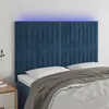 Image de vidaXL Tête de lit à LED Bleu foncé 144x5x118/128 cm Velours