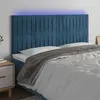 Image de vidaXL Tête de lit à LED Bleu foncé 180x5x118/128 cm Velours