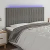 Image de vidaXL Tête de lit à LED Gris clair 200x5x118/128 cm Velours
