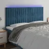 Image de vidaXL Tête de lit à LED Bleu foncé 200x5x118/128 cm Velours