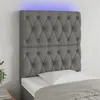 Image de vidaXL Tête de lit à LED Gris foncé 80x7x118/128 cm Tissu