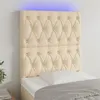 Image de vidaXL Tête de lit à LED Crème 80x7x118/128 cm Tissu