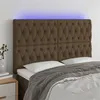 Image de vidaXL Tête de lit à LED Marron foncé 144x7x118/128 cm Tissu
