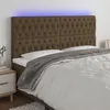 Image de vidaXL Tête de lit à LED Marron foncé 180x7x118/128 cm Tissu