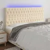Image de vidaXL Tête de lit à LED Crème 200x7x118/128 cm Tissu