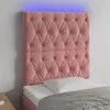 Image de vidaXL Tête de lit à LED Rose 80x7x118/128 cm Velours3122795