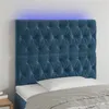 Image de vidaXL Tête de lit à LED Bleu foncé 100x7x118/128 cm Velours