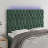Image de vidaXL Tête de lit à LED Vert foncé 144x7x118/128 cm Velours