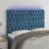 Image de vidaXL Tête de lit à LED Bleu foncé 144x7x118/128 cm Velours