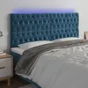 Image de vidaXL Tête de lit à LED Bleu foncé 200x7x118/128 cm Velours