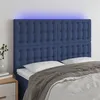 Image de vidaXL Tête de lit à LED Bleu 144x5x118/128 cm Tissu