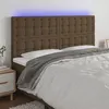 Image de vidaXL Tête de lit à LED Marron foncé 180x5x118/128 cm Tissu