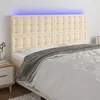 Image de vidaXL Tête de lit à LED Crème 180x5x118/128 cm Tissu