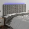 Image de vidaXL Tête de lit à LED Gris clair 180x5x118/128 cm Velours
