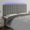 Image de vidaXL Tête de lit à LED Gris clair 200x5x118/128 cm Velours