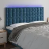 Image de vidaXL Vidaxl Tête De Lit À Led Bleu Foncé 200x5x118/128 Cm Velours