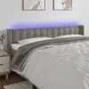 Image de vidaXL Tête de lit à LED Gris clair 163x16x78/88 cm Velours3123724