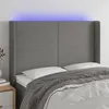 Image de vidaXL Tête de lit à LED Gris foncé 147x16x118/128 cm Tissu