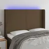 Image de vidaXL Tête de lit à LED Marron foncé 147x16x118/128 cm Tissu