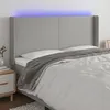 Image de vidaXL Tête de lit à LED Gris clair 163x16x118/128 cm Tissu
