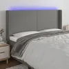Image de vidaXL Tête de lit à LED Gris foncé 163x16x118/128 cm Tissu