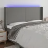 Image de vidaXL Tête de lit à LED Gris foncé 183x16x118/128 cm Tissu