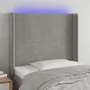 Image de vidaXL Tête de lit à LED Gris clair 93x16x118/128 cm Velours
