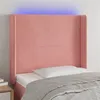 Image de vidaXL Tête de lit à LED Rose 93x16x118/128 cm Velours