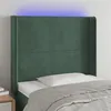 Image de vidaXL Tête de lit à LED Vert foncé 103x16x118/128 cm Velours