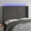 Image de vidaXL Tête de lit à LED Gris foncé 147x16x118/128 cm Velours