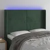 Image de vidaXL Tête de lit à LED Vert foncé 147x16x118/128 cm Velours