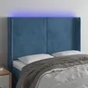 Image de vidaXL Tête de lit à LED Bleu foncé 147x16x118/128 cm Velours