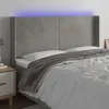 Image de vidaXL Tête de lit à LED Gris clair 163x16x118/128 cm Velours