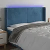 Image de vidaXL Tête de lit à LED Bleu foncé 203x16x118/128 cm Velours