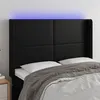 Image de vidaXL Tête de lit à LED Noir 147x16x118/128 cm Similicuir