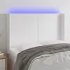 Image de vidaXL Tête de lit à LED Blanc 147x16x118/128 cm Similicuir
