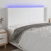 Image de vidaXL Tête de lit à LED Blanc 203x16x118/128 cm Similicuir