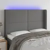 Image de vidaXL Tête de lit à LED Gris foncé 147x16x118/128 cm Tissu