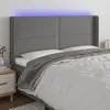 Image de vidaXL Tête de lit à LED Gris foncé 203x16x118/128 cm Tissu3123931