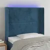Image de vidaXL Tête de lit à LED Bleu foncé 83x16x118/128 cm Velours
