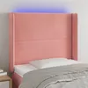 Image de vidaXL Tête de lit à LED Rose 93x16x118/128 cm Velours