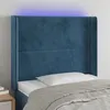 Image de vidaXL Tête de lit à LED Bleu foncé 103x16x118/128 cm Velours