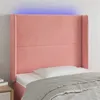 Image de vidaXL Tête de lit à LED Rose 103x16x118/128 cm Velours