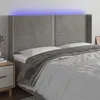 Image de vidaXL Tête de lit à LED Gris clair 203x16x118/128 cm Velours
